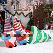 7 FT Lighted Christmas Inflatable Decoration, Inflatable Gnomes Pulling Christmas Tree, Funny Blow Up Yard Decorations With Built-in LED Lights For Holiday Party Front Yard Lawn Garden Decor
