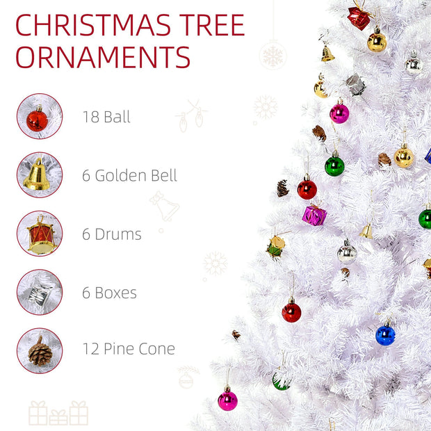 4.9ft Artificial Christmas Tree Xmas Holidays Decor With Ornament White