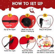 4.9 FT Lighted Christmas Inflatable Decoration, Inflatable Turkey Sitting On Santa Claus, Funny Blow Up Yard Decorations With Built-in LED Lights For Holiday Party Front Yard Lawn Garden Decor