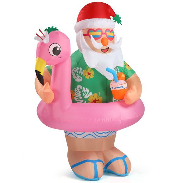 5.9 FT Lighted Christmas Inflatable Decoration, Inflatable Hawaii Santa Claus Outdoor Decoration, Funny Blow Up Yard Decorations With Built-in LED Lights For Holiday Party Front Yard Lawn Garden Decor