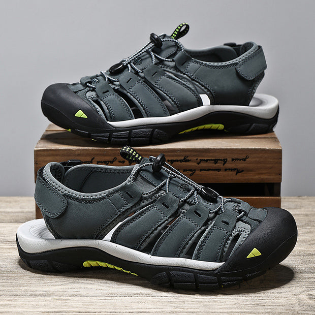 Top Layer Leather Plus Size Men's Beach Sandals