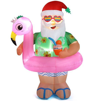 5.9 FT Lighted Christmas Inflatable Decoration, Inflatable Hawaii Santa Claus Outdoor Decoration, Funny Blow Up Yard Decorations With Built-in LED Lights For Holiday Party Front Yard Lawn Garden Decor