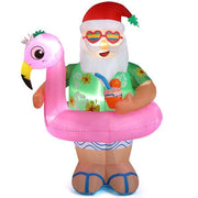 5.9 FT Lighted Christmas Inflatable Decoration, Inflatable Hawaii Santa Claus Outdoor Decoration, Funny Blow Up Yard Decorations With Built-in LED Lights For Holiday Party Front Yard Lawn Garden Decor