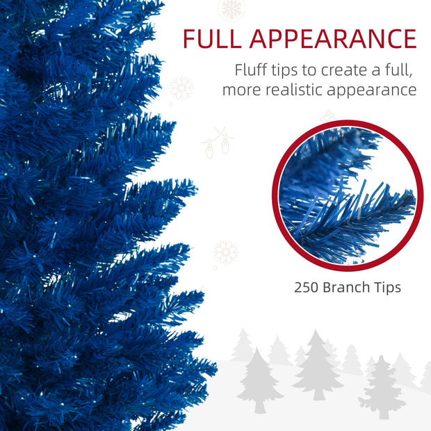 5ft Pencil Christmas Trees, Skinny Artificial Christmas Tree For Xmas Holiday Decor, Deep Blue
