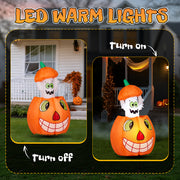 2.8 FT Halloween Inflatables Animated Pumpkin Ghost, Outdoor Decorations Blow Up Yard Decor With Built-in LEDs For Indoor Party Garden Lawn Decor