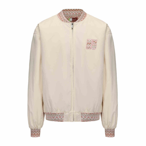 Ethnic Jacquard Stitching Thick Quilted Couple Baseball Uniform Jacket