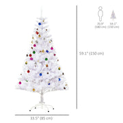 4.9ft Artificial Christmas Tree Xmas Holidays Decor With Ornament White