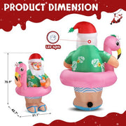 5.9 FT Lighted Christmas Inflatable Decoration, Inflatable Hawaii Santa Claus Outdoor Decoration, Funny Blow Up Yard Decorations With Built-in LED Lights For Holiday Party Front Yard Lawn Garden Decor