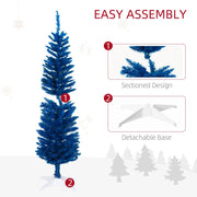 5ft Pencil Christmas Trees, Skinny Artificial Christmas Tree For Xmas Holiday Decor, Deep Blue