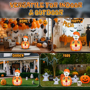 2.8 FT Halloween Inflatables Animated Pumpkin Ghost, Outdoor Decorations Blow Up Yard Decor With Built-in LEDs For Indoor Party Garden Lawn Decor