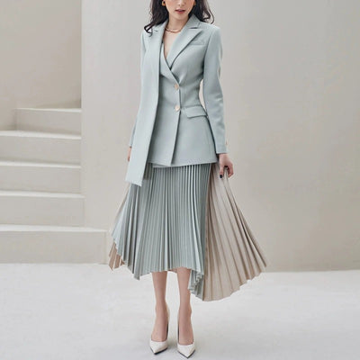 Fashion Elegant Stitching Contrast Color Female